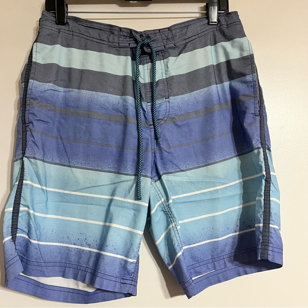 George Men's Swim Trunks White / Gray / Blue‎ / Teal Size Medium 32-34
